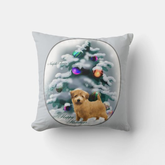 ノーフォークテリアクリスマス クッション (正面)