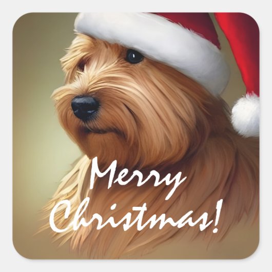 ノーフォークテリアクリスマス スクエアシール (正面)