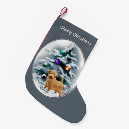 ノーフォークテリアクリスマス スモールクリスマスストッキング (正面 (吊り時))