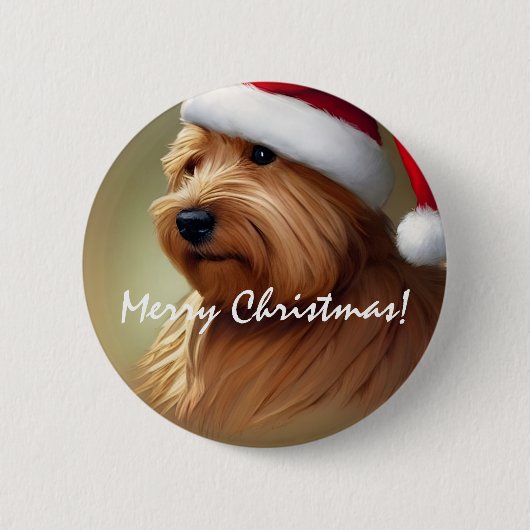 ノーフォークテリアクリスマス 缶バッジ (正面)
