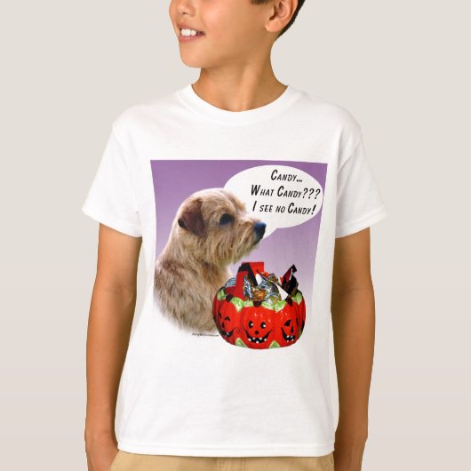 ノーフォークテリアハロウィーンキャンディ Tシャツ (正面)