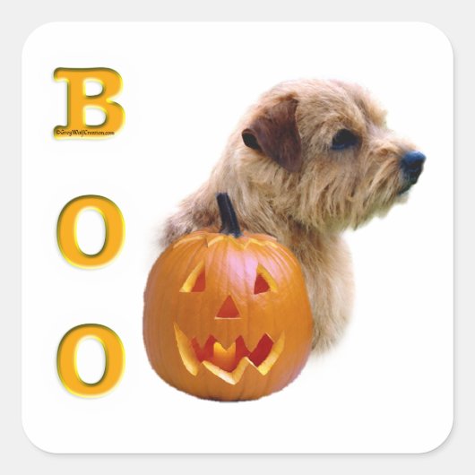 ノーフォークテリアハロウィーンブー スクエアシール (正面)