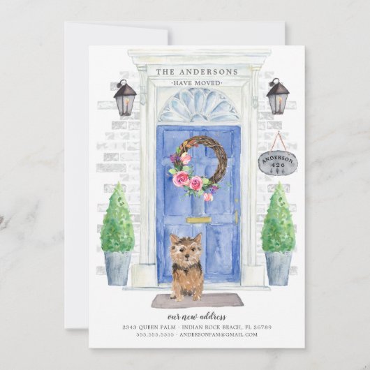 ノーフォークテリアフロントドア移動アナウンス 招待状 (正面)