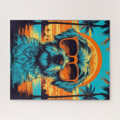 ノーフォークテリアーとサングラスをビーチ ジグソーパズル (横)