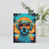 ノーフォークテリアーとサングラスをビーチ ポストカード (スタンド正面)