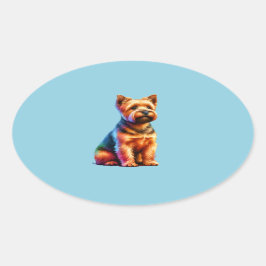 ノーフォークテリア犬 楕円形シール