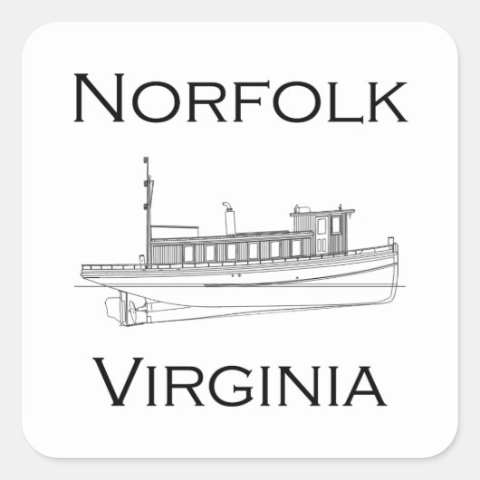 ノーフォークバージニアヴィンテージマリタイムのロゴ – Tug Boat スクエアシール (正面)
