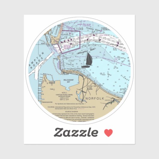 ノーフォークバージニア州地図 シール (シート)