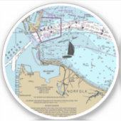 ノーフォークバージニア州地図 シール (正面)