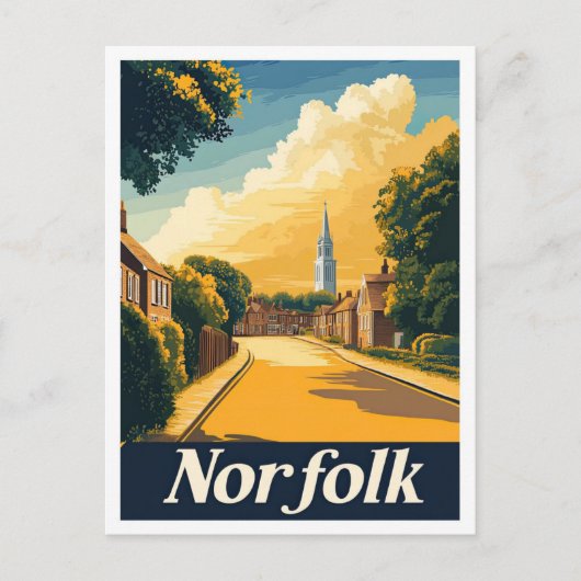 ノーフォークバージニアUSAヴィンテージトラベルイラストレーション ポストカード (正面)