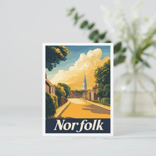 ノーフォークバージニアUSAヴィンテージトラベルイラストレーション ポストカード (スタンド正面)