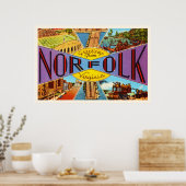 ノーフォークバージニアVAオールドヴィンテージ旅行はがき –  ポスター (キッチン)