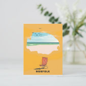 ノーフォーク地図図解入りの、写真付きの旅行ポスター ポストカード (スタンド正面)