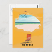ノーフォーク地図図解入りの、写真付きの旅行ポスター ポストカード (正面/裏面)