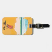 ノーフォーク地図図解入りの、写真付きの旅行ポスター ラゲッジタグ (正面横)