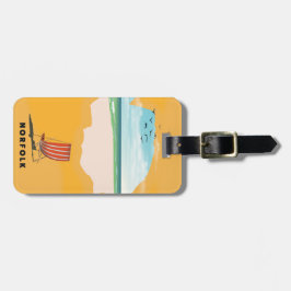 ノーフォーク地図図解入りの、写真付きの旅行ポスター ラゲッジタグ