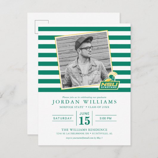 ノーフォーク州立大学のスパルタンズが卒業 案内ポストカード (正面/裏面)
