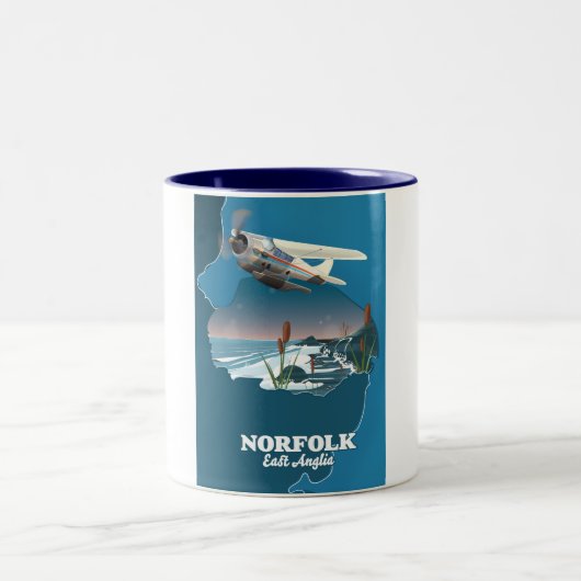ノーフォーク東アンリアの地図 ツートーンマグカップ (中央)