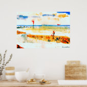 ノーフォーク水彩画の赤いボート ポスター (キッチン)