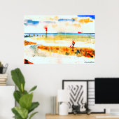 ノーフォーク水彩画の赤いボート ポスター (ホームオフィス)