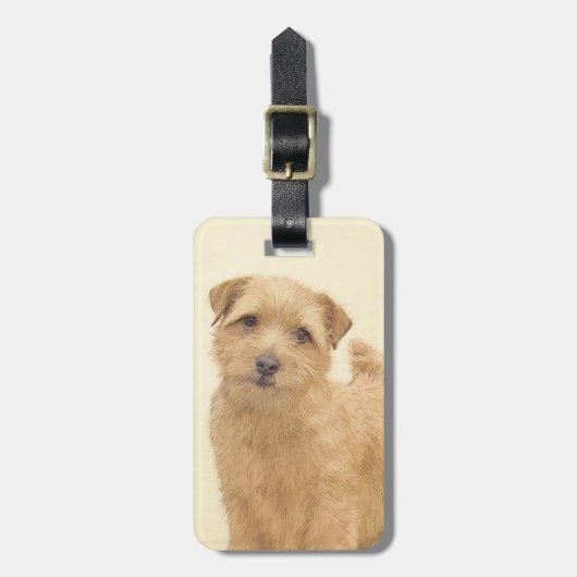 ノーフォーク絵画テリアのオリジナル- Dog Art ラゲッジタグ (正面縦)