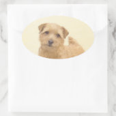 ノーフォーク絵画テリアのオリジナル- Dog Art 楕円形シール (バッグ)