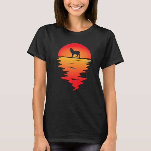 ノーフォーク・スパニエルと日没 Tシャツ (正面)