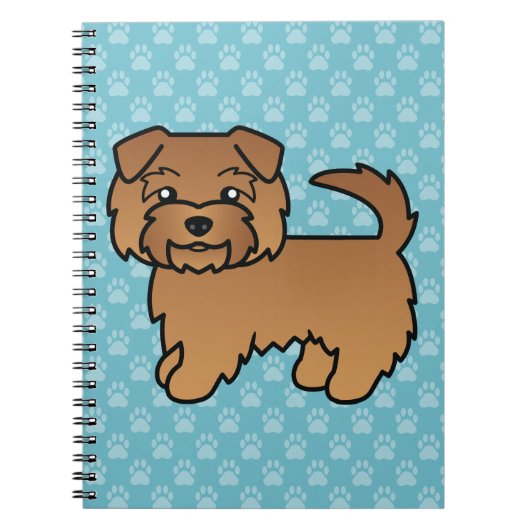 ノーフォーク・テリア犬のイラスト 青 ノートブック (正面)