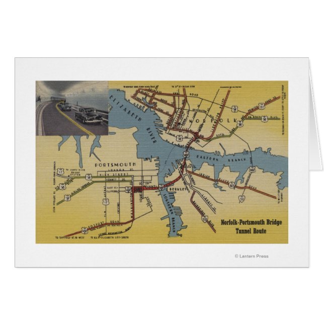 ノーフォーク – ポーツマス橋トンネルの詳細地図 (正面横)