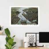 ノーフォーク&ポーツマス, VAパノラママップ – 1873 ポスター (ホームオフィス)