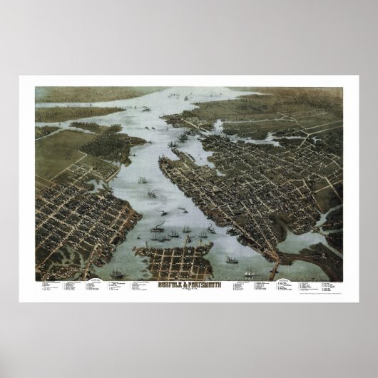 ノーフォーク&ポーツマス, VAパノラママップ – 1873 ポスター (正面)