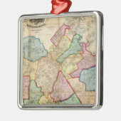 ノーフォーク、マサチューセッツの郡の地図 メタルオーナメント (左)