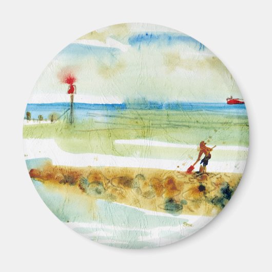 ノーフォーク・マンデスリーにある赤いボート マグネット (正面)