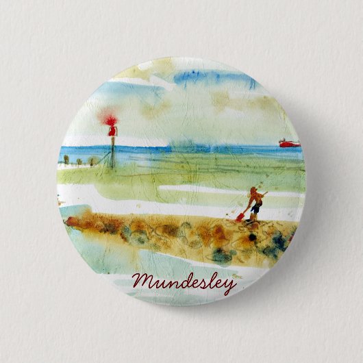 ノーフォーク・マンデスリーにある赤いボート 缶バッジ (正面)