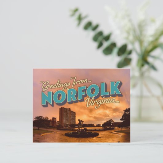 ノーフォーク、VA郵便カードからの挨拶 ポストカード (スタンド正面)