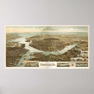 ノーフォークbirdseyeの地図 – 1892 (Wellge) BigMapBlog ポスター