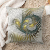 ノーブリーゴールデンティール(緑がかった色)抽象芸術ファンタジーフラクタル クッション (ブランケット)