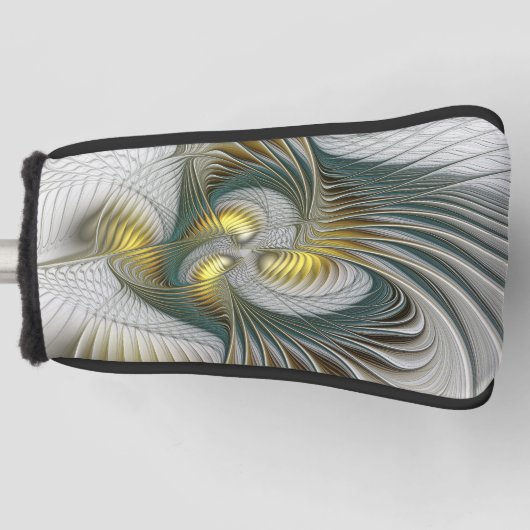 ノーブリーゴールデンティール（緑がかった色）抽象芸術ファンタジーフラクタル ゴルフヘッドカバー (正面)