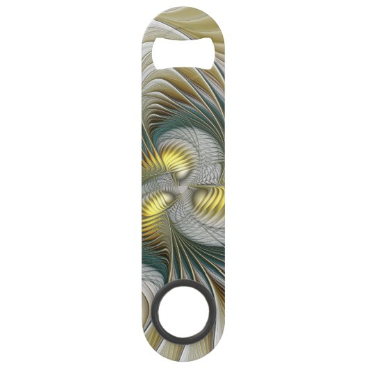 ノーブリーゴールデンティール（緑がかった色）抽象芸術ファンタジーフラクタル スピード栓抜き (正面)