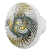 ノーブリーゴールデンティール（緑がかった色）抽象芸術ファンタジーフラクタル セラミックノブ (右)