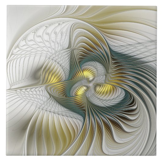 ノーブリーゴールデンティール(緑がかった色)抽象芸術ファンタジーフラクタル タイル (正面)