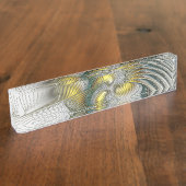 ノーブリーゴールデンティール（緑がかった色）抽象芸術ファンタジーフラクタル デスクネームプレート (側面)