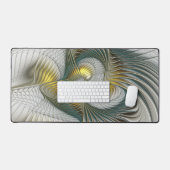 ノーブリーゴールデンティール（緑がかった色）抽象芸術ファンタジーフラクタル デスクマット (キーボード&マウス)