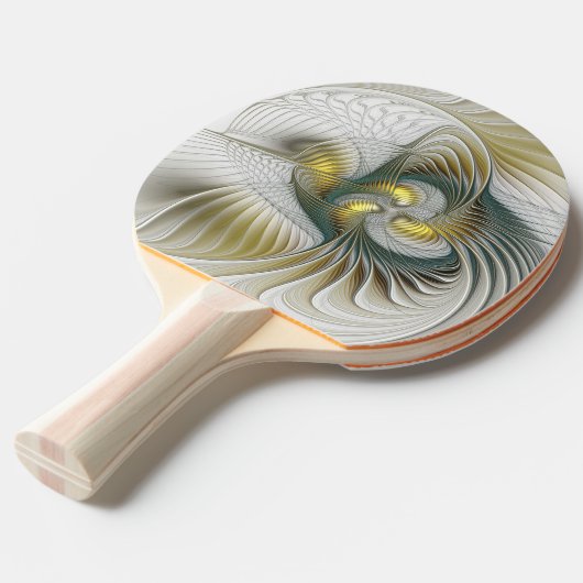 ノーブリーゴールデンティール（緑がかった色）抽象芸術ファンタジーフラクタル 卓球ラケット (正面アングル)