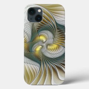 ノーブリーゴールデンティール(緑がかった色)抽象芸術ファンタジーフラクタル iPhone 13ケース