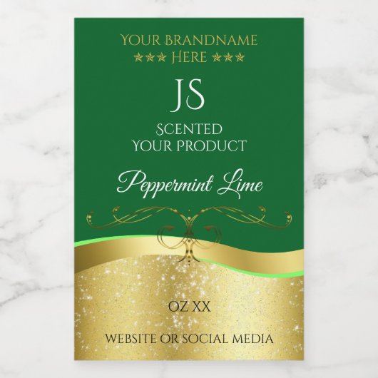 ノーブリー波状金ゴールドデコール暗緑色モノグラムラベル フードラベル (シングルラベル)