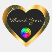 ノーブルオレンジグリッターフレームありがとうロゴ ハートシール (正面)