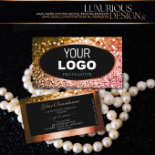 ノーブルオレンジピンクグラデーショングリッターブラック追加ロゴ 名刺