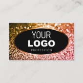 ノーブルオレンジピンクグラデーショングリッターブラック追加ロゴ 名刺 (正面)