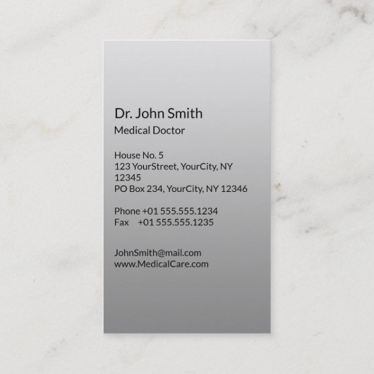 ノーブルクラシーメディカルエレガント白黒アスクレピウス 名刺 (裏面)